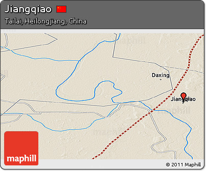 Shaded Relief Panoramic Map of Jiangqiao