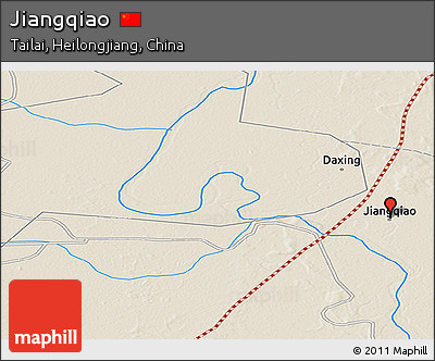 Shaded Relief Panoramic Map of Jiangqiao