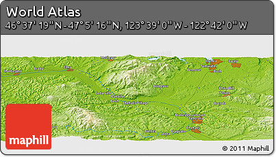 Physical Panoramic Map of the Area around 46° 51' 18" N, 123° 10' 30" W