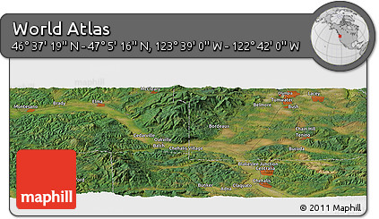 Satellite Panoramic Map of the Area around 46° 51' 18" N, 123° 10' 30" W