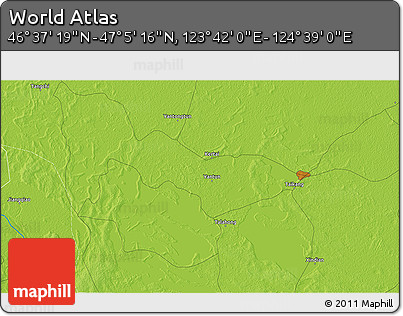 Physical 3D Map of the Area around 46° 51' 18" N, 124° 10' 30" E