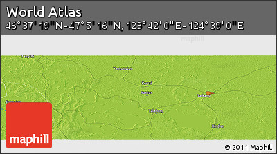Physical Panoramic Map of the Area around 46° 51' 18" N, 124° 10' 30" E