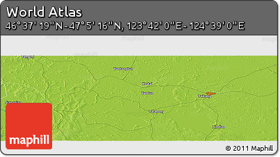 Physical Panoramic Map of the Area around 46° 51' 18" N, 124° 10' 30" E