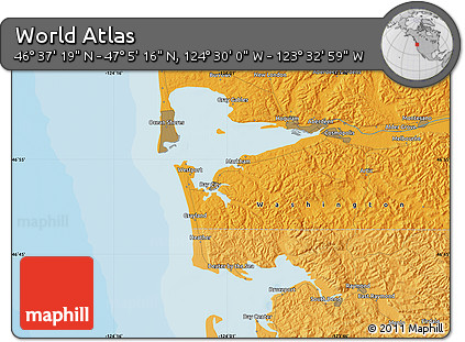 Political Map of the Area around 46° 51' 18" N, 124° 1' 30" W