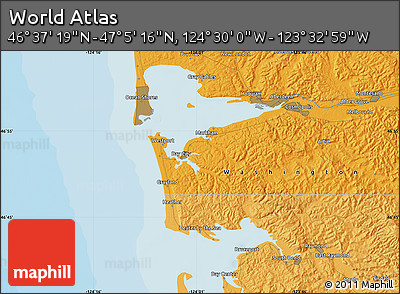 Political Map of the Area around 46° 51' 18" N, 124° 1' 30" W