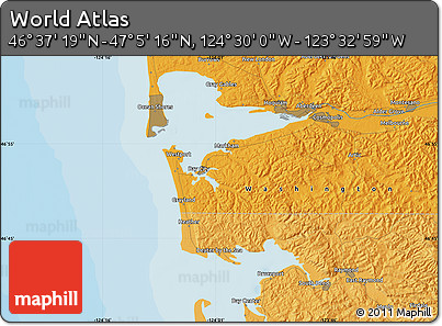 Political Map of the Area around 46° 51' 18" N, 124° 1' 30" W