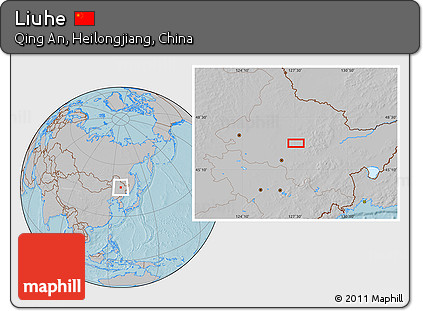Gray Location Map of Liuhe, hill shading