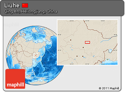 Shaded Relief Location Map of Liuhe