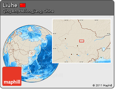 Shaded Relief Location Map of Liuhe