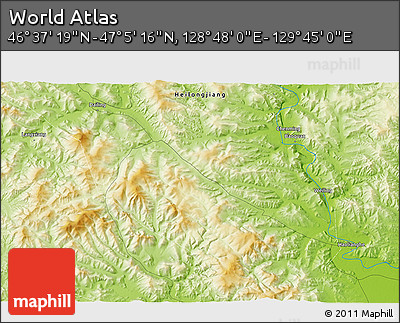 Physical 3D Map of the Area around 46° 51' 18" N, 129° 16' 30" E