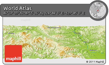 Physical Panoramic Map of the Area around 46° 51' 18" N, 129° 16' 30" E