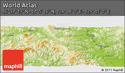 Physical Panoramic Map of the Area around 46° 51' 18" N, 129° 16' 30" E