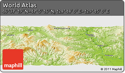 Physical Panoramic Map of the Area around 46° 51' 18" N, 129° 16' 30" E