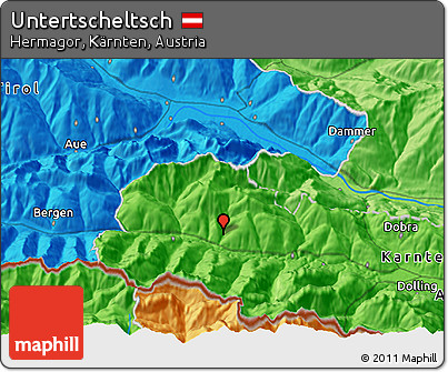 Political 3D Map of Untertscheltsch