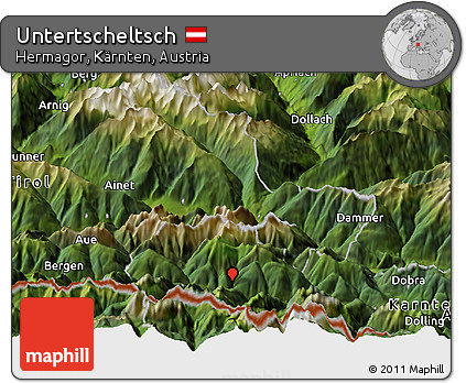 Satellite Panoramic Map of Untertscheltsch