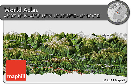 Satellite Panoramic Map of the Area around 46° 51' 18" N, 12° 49' 29" E