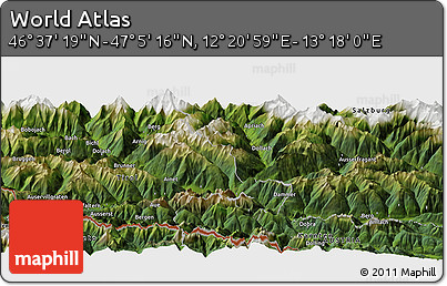 Satellite Panoramic Map of the Area around 46° 51' 18" N, 12° 49' 29" E