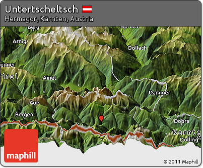 Satellite Panoramic Map of Untertscheltsch