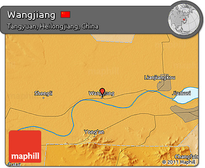 Political 3D Map of Wangjiang