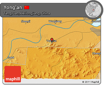 Political 3D Map of Yong'an