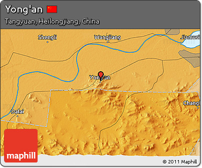 Political 3D Map of Yong'an