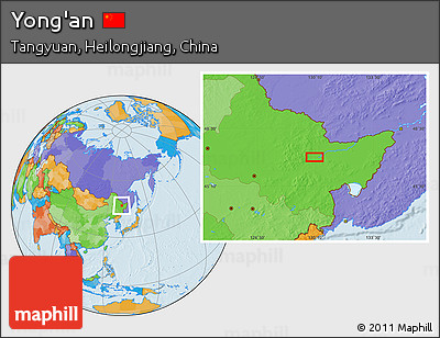 Political Location Map of Yong'an