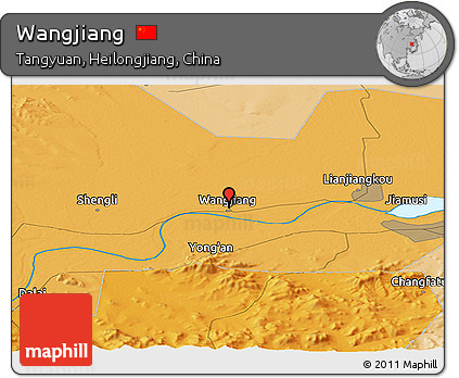 Political Panoramic Map of Wangjiang
