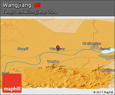 Political Panoramic Map of Wangjiang