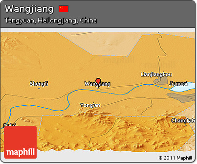 Political Panoramic Map of Wangjiang