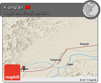 Shaded Relief Panoramic Map of Xianglan