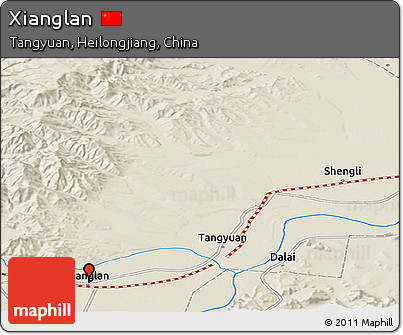 Shaded Relief Panoramic Map of Xianglan