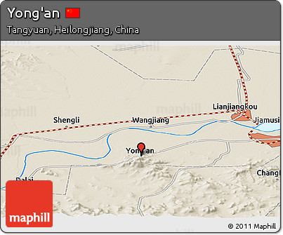 Shaded Relief Panoramic Map of Yong'an