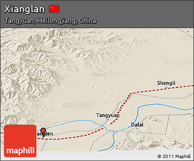Shaded Relief Panoramic Map of Xianglan