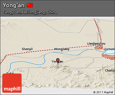 Shaded Relief Panoramic Map of Yong'an