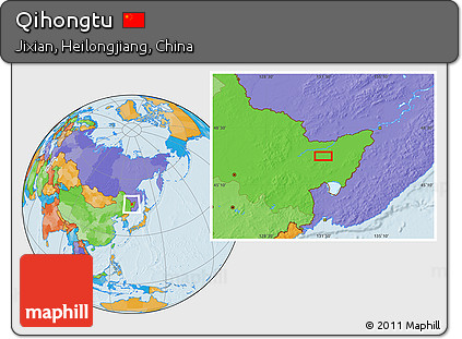 Political Location Map of Qihongtu