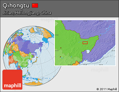 Political Location Map of Qihongtu