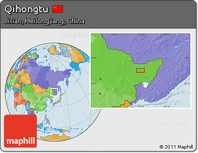 Political Location Map of Qihongtu