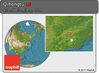 Satellite Location Map of Qihongtu