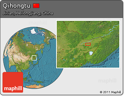 Satellite Location Map of Qihongtu