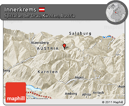 Shaded Relief Panoramic Map of Innerkrems