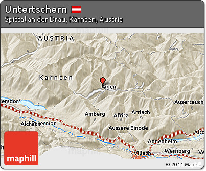 Shaded Relief Panoramic Map of Untertschern