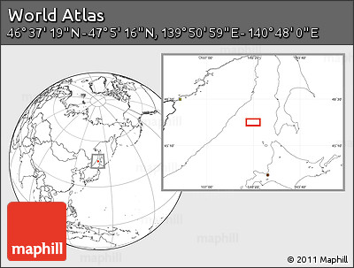 Blank Location Map of the Area around 46° 51' 18" N, 140° 19' 29" E