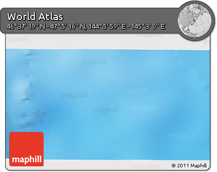 Physical 3D Map of the Area around 46° 51' 18" N, 144° 34' 29" E