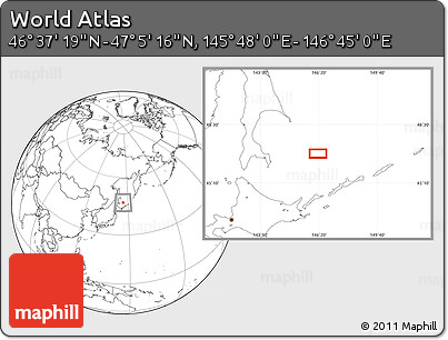 Blank Location Map of the Area around 46° 51' 18" N, 146° 16' 30" E