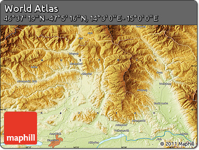 Physical Map of the Area around 46° 51' 18" N, 14° 31' 30" E