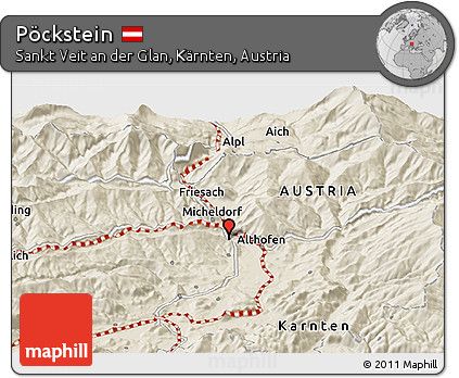 Shaded Relief Panoramic Map of Pöckstein