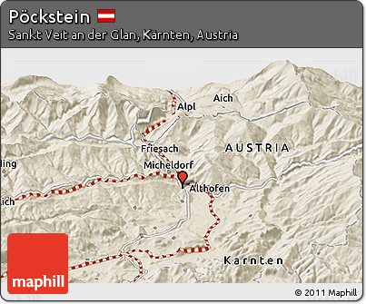 Shaded Relief Panoramic Map of Pöckstein