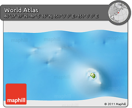 Physical 3D Map of the Area around 46° 51' 18" N, 150° 31' 30" E