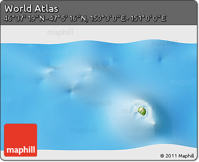 Physical 3D Map of the Area around 46° 51' 18" N, 150° 31' 30" E