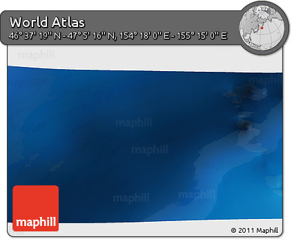 Physical 3D Map of the Area around 46° 51' 18" N, 154° 46' 30" E